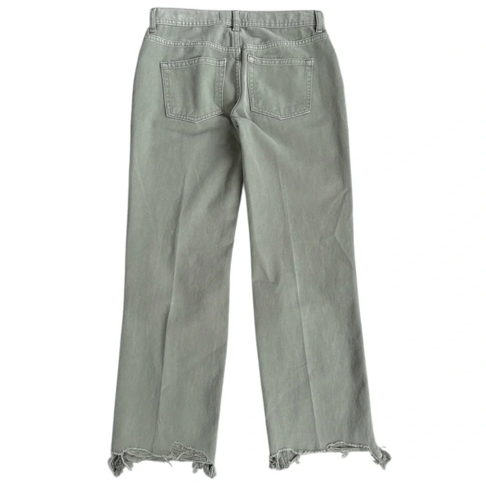 EUC Free People Maggie Distressed Jeans Moss Green Size 25